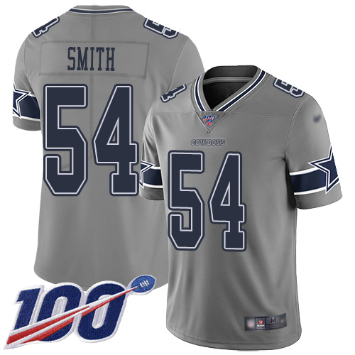 Men Dallas Cowboys Limited Gray Jaylon Smith #54 100th Season Inverted Legend NFL Jersey